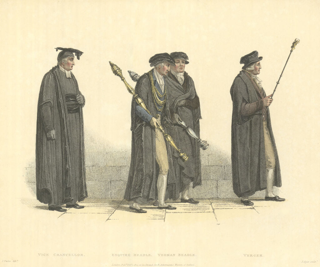 Vice-Chancellor Esquire/Yeoman Bedels Verger. Ackermann's Oxford University 1814